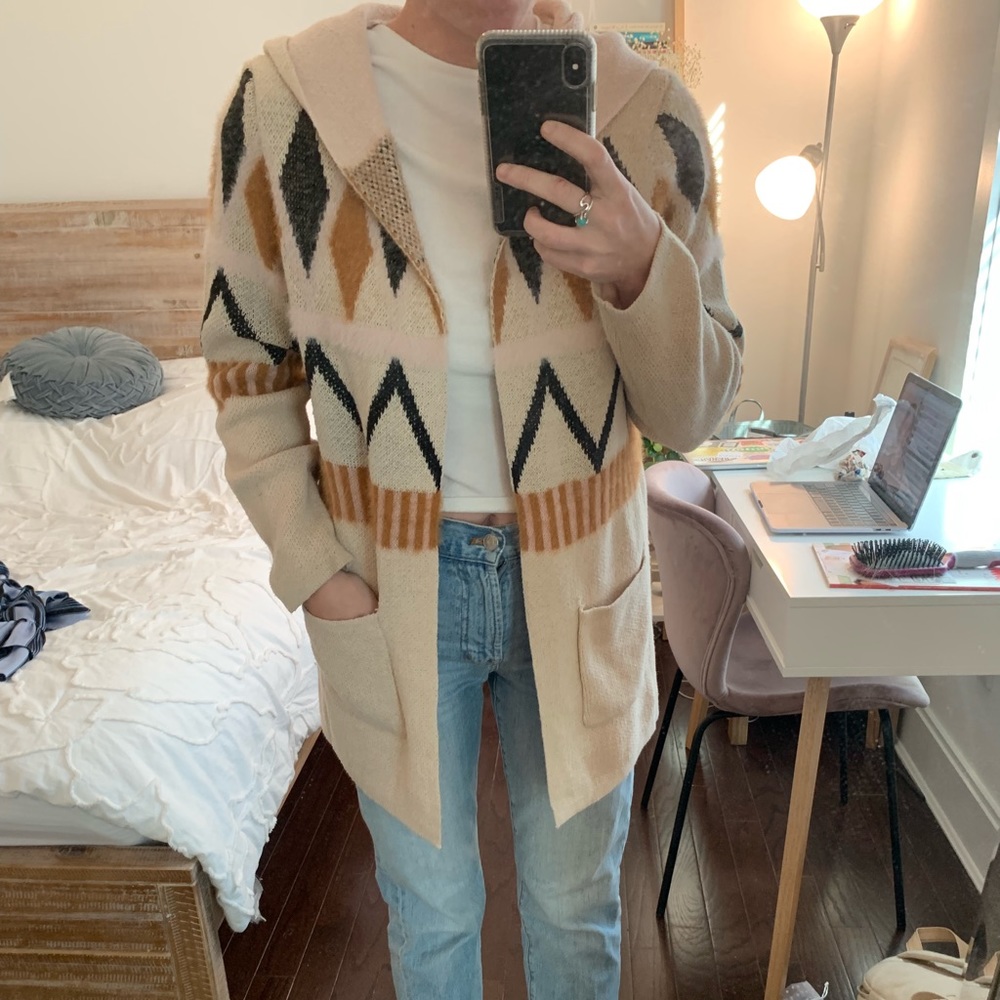 NYC Thrifted, gorgeous, pattered long sweater.